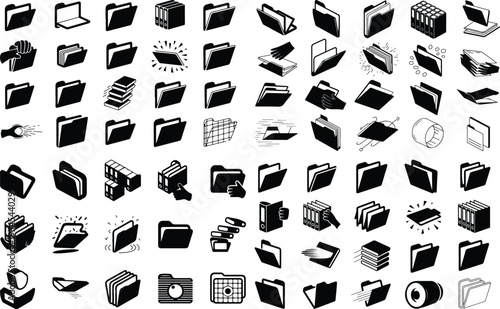 Folder Collection Silhouette Icon Set File Folder Typography Silhouette Icon Pack