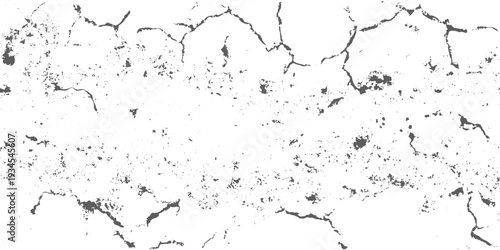 Abstract Black and White Grunge Crack Overlay Background with Old Wall Texture, Cracked Concrete Surface and Vintage Monochrome Distressed Effect.