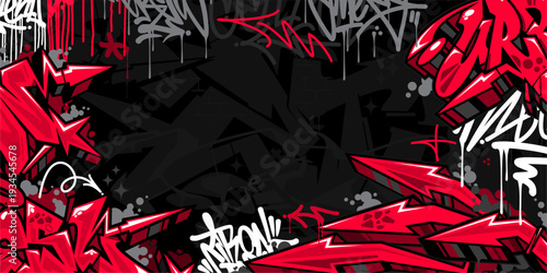 Cool Dark Abstract Flat Urban Street Art Graffiti Style Vector Illustration Template Background Art.