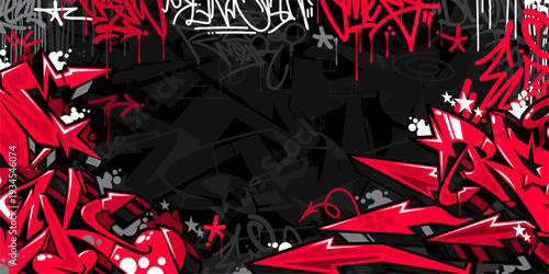 Dark Abstract Flat Urban Street Art Graffiti Style Vector Illustration Template Background Art