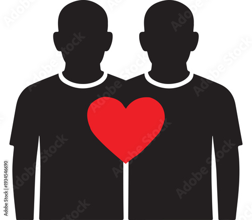 Male Couple with Heart LGBT Love Icon