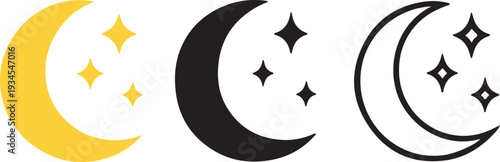 Moon Phases Crescent Icons Set