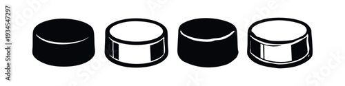 Stylized Pill or Capsule Icon Set in Black and White Vector