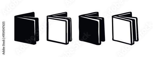 Collection of Open Book and Paper Document Icons