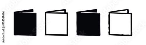 Set of Abstract Book and Document Icons in Black and White