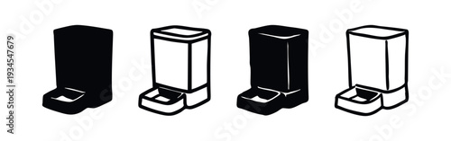 Stylish Automatic Dispenser Vector Illustrations for Pet Feeding and Smart Home Concepts