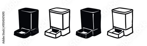 Diverse Set of Automatic Food Dispenser Icons in Flat and Outline Vector Styles