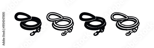 Coiled rope or chain icons set. Black and white vector symbols for nautical or industrial themes on white background.