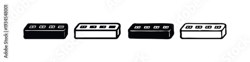 Electrical Socket or Multi-Plug Outlet Icons Set in Diverse Styles