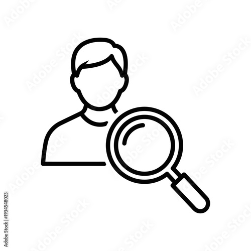 Business professional searching concept with magnifying glass icon illustration