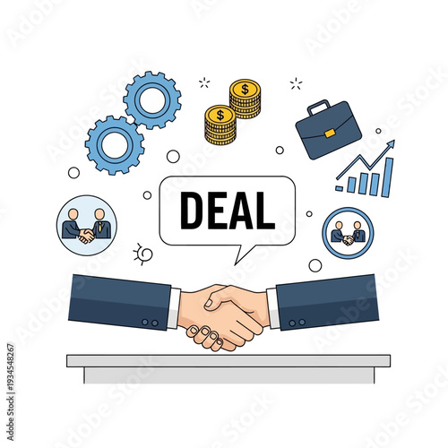 Business partnership handshake, deal closing, success, finance, teamwork, strategy, growth