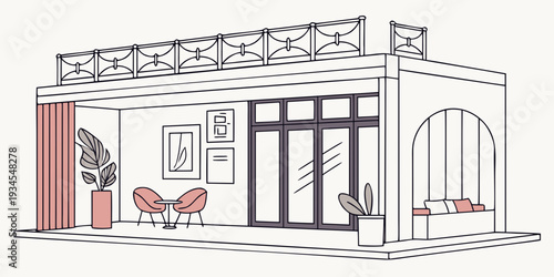 Modern loft apartment with large windows and minimalist furniture