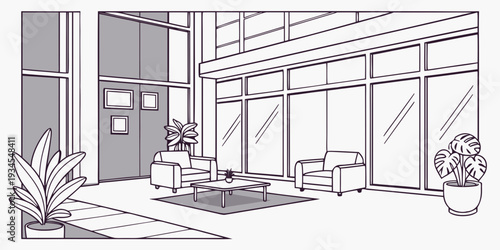 Modern living room with large windows and sliding glass doors