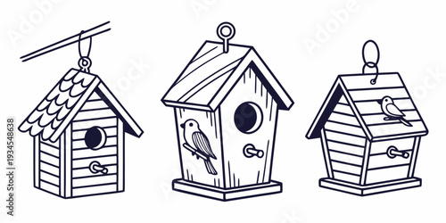 Three different birdhouses designed for various bird species and environments.