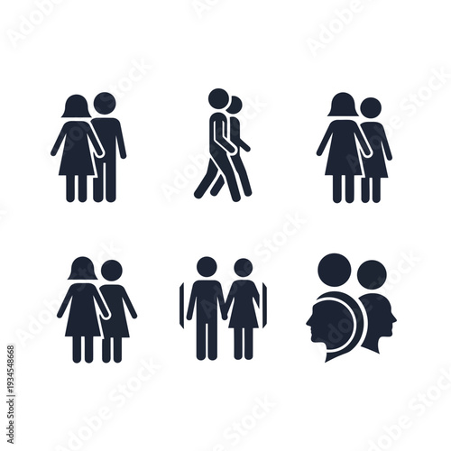 People Icons: a collection of elegant icons in monochrome. Illustrating unity, partnership and love. conveying a message of togetherness.