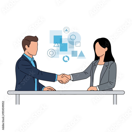 Business handshake over table, agreement, partnership, success, teamwork, meeting, office