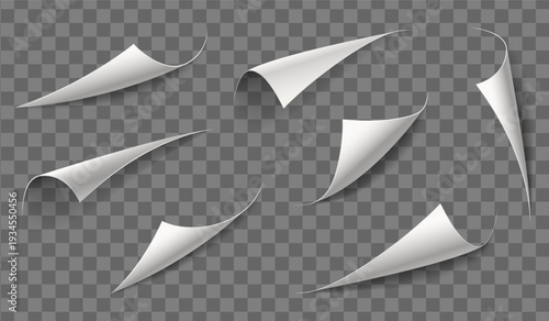 Curled Paper Corner Page Peel Set on Checkerboard