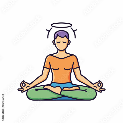 Man meditating in lotus position.