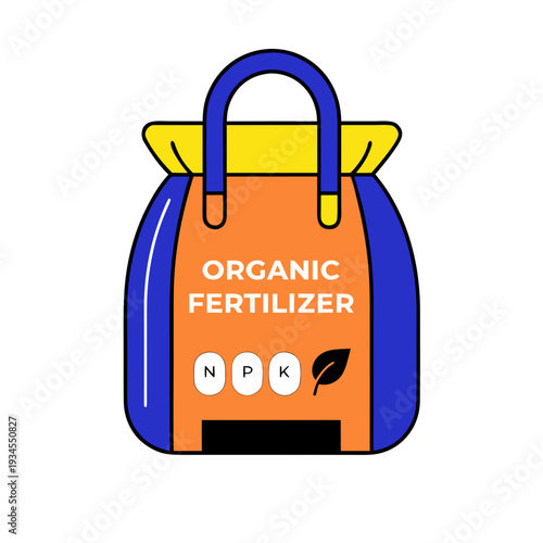 A cartoon image of an organic fertilizer bag