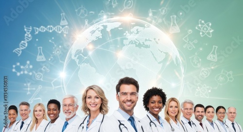 Wallpaper Mural Diverse medical professionals stand beneath a glowing global network. Torontodigital.ca