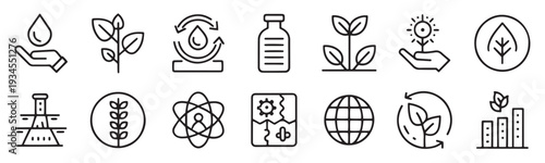  eco biotechnology related editable icon set flat