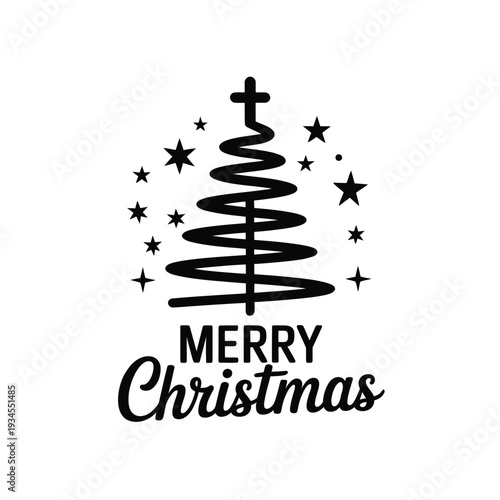 A minimalist christmas tree design with a festive greeting below