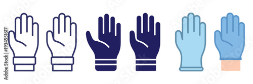 Safety gloves line icon for hygiene and protection, rubber gloves sign vector graphics with editable linear stroke design for sanitation, medical safety, household chores, and professional vector 