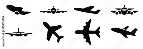 set of black icons isolated on white background on theme