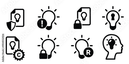  set of simple icons on a theme intellectual property 