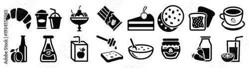  set of simple icons on a theme sweets drinks food vector