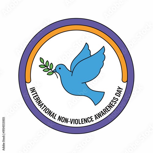 Blue Dove with Olive Branch Symbol.