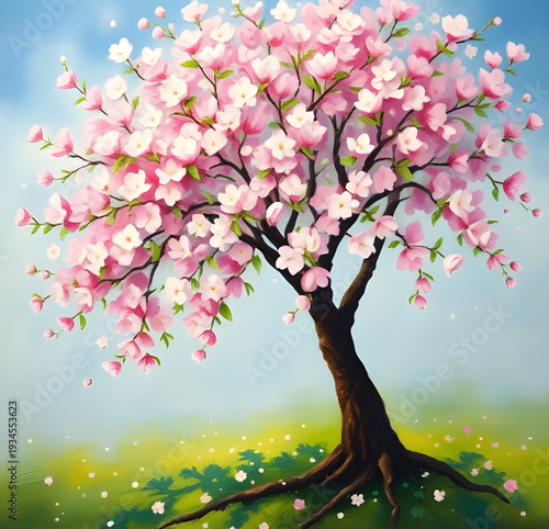 cherryblossom, sakura, tree, blossom, flowers, floral, spring, oilpainting, painting, artwork, art, canvas, texture, brushstroke, nature, garden, landscape, petals, pink, white, bloom, blooming, delic
