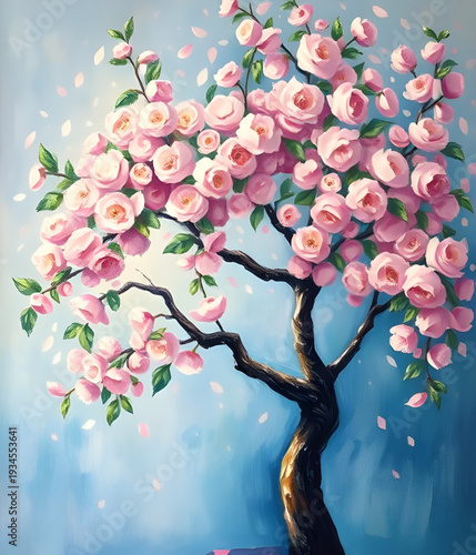 cherryblossom, sakura, tree, blossom, flower, floral, spring, oilpainting, painting, artwork, art, canvas, texture, brushstroke, nature, garden, landscape, petals, pink, white, bloom, blooming, delica