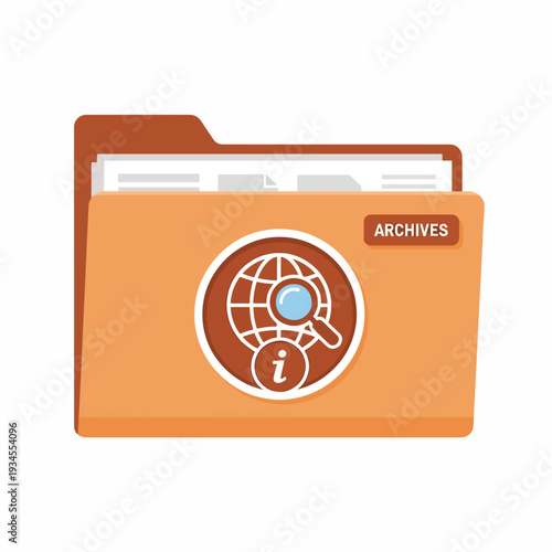 Orange Folder with Archives Label and Icon.