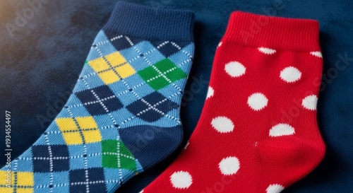 Wallpaper Mural Pair of Fun Patterned Cotton Socks with Argyle and Polka Dot Designs Torontodigital.ca