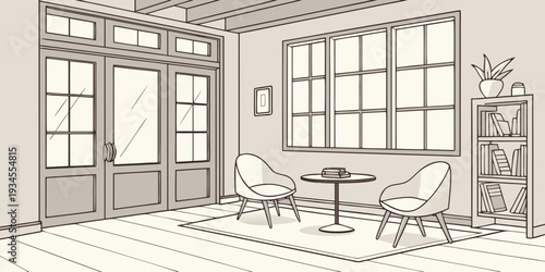 A cozy living room with a fireplace and a dining table set for four.