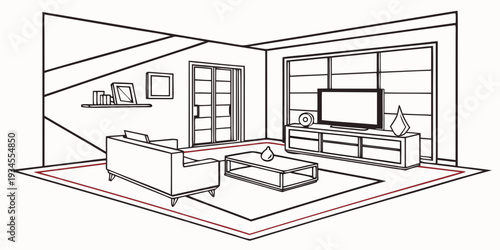 Modern living room with a television and a comfortable sofa set.