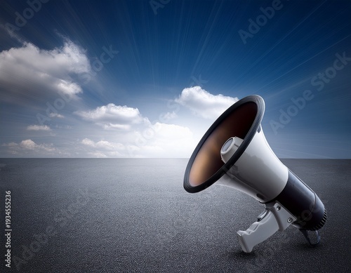 megaphone loudspeaker announcing important news communication concept