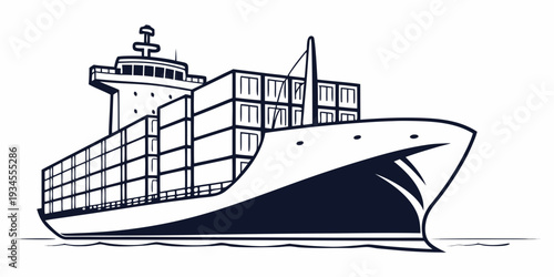 Large cargo ship sailing on calm waters with containers on deck