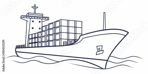 A large cargo ship sailing on the ocean with a cross on its mast