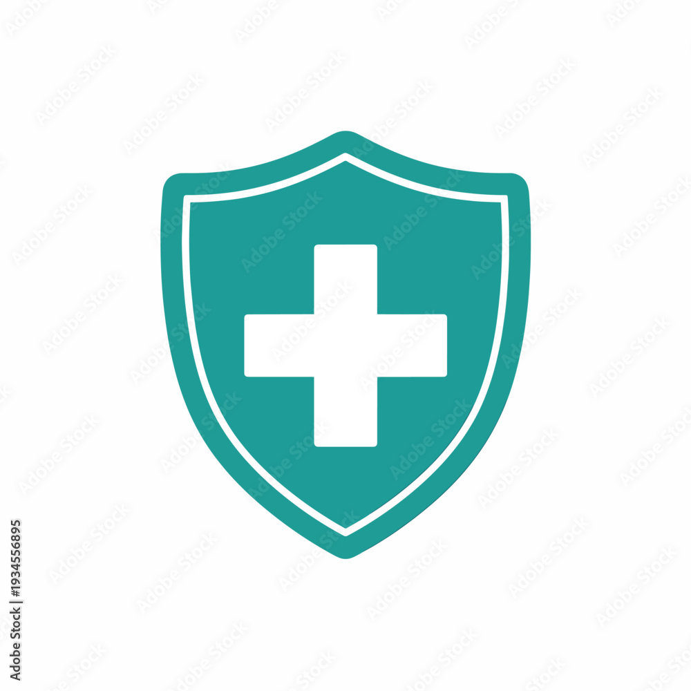 Fototapeta premium Medical Shield with White Cross Symbol.