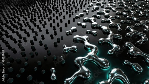 A vast swarm of abstract data particles migrating across a dark void, transforming from matte black to reflective liquid chrome, visualizing a consumer market shift.