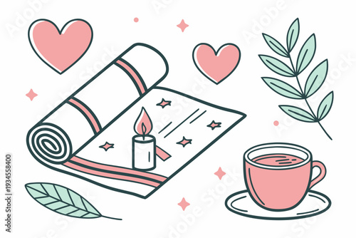 A romantic setup with a cup of tea and a love letter