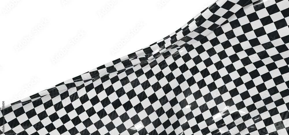 Fototapeta premium A close-up shot of a checkered flag waving against a white background, symbolizing speed, victory, and racing.
