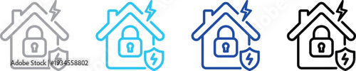 Home security protection shield and lock vector icon