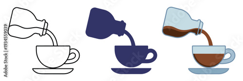 Sugar line icon representing drink and sweet concept, sugar and cup vector graphics with clean linear pattern on a white background for beverage branding, cafe, and professional vector projects.