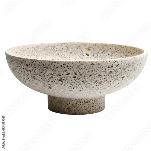 Rustic stone textured ceramic bowl on white background