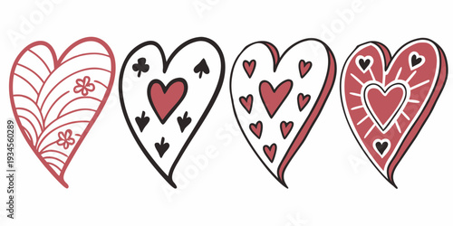A delightful arrangement of hearts with various patterns and colors.