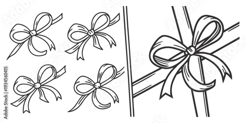 A collection of various bow designs and their applications in different contexts.