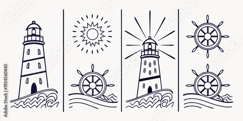 A serene depiction of a lighthouse guiding ships through changing weather conditions.